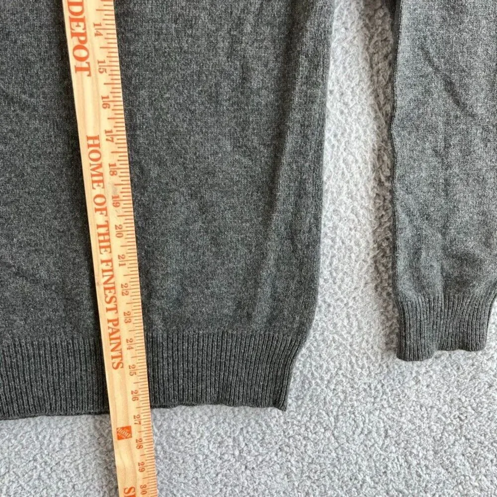 Ralph Lauren Polo Sweater Mens Large Gray Italian Yarn Lambs Wool V Neck READ‎